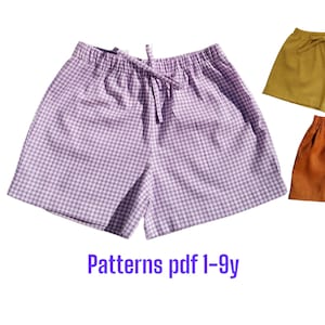 shorts sewing pattern 1-9 years, girl&#39;s shorts sewing pattern, baby shorts sewing pattern, kids shorts sewing pattern, ruffle shorts, sewing