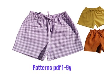 Patrón de costura para pantalones cortos con volantes para niñas: tallas 1 a 9 años (patrón en PDF)
