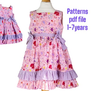 Adorable Girls Dress PDF Sewing Pattern - Sizes 1-7 Years, dress pdf sewing pattern, girls dress pattern, girls dress sewing pattern, sewing