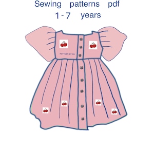 Adorable Girls Dress PDF Sewing Pattern - Sizes 1-7 Years, dress pdf sewing pattern, girls dress pattern, girls dress sewing pattern, sewing