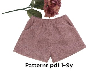 Patrón de costura para pantalones cortos con volantes para niña (descarga en PDF) - Tallas 1 a 9 años