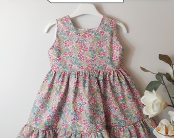 Patrón de costura para vestido de niña (tallas 1-7 años) (patrón PDF)