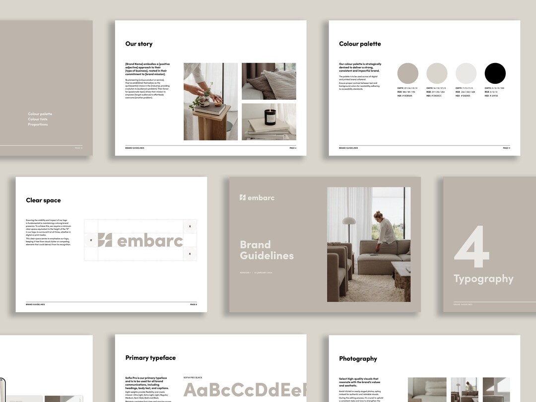 Brand Guidelines Template for Designers, Style Guide, Branding Kit ...