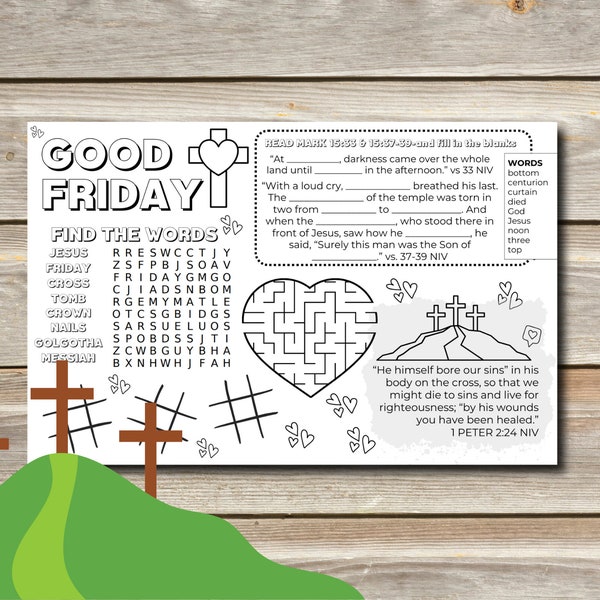 GOOD FRIDAY Activity Placemat for Kids Ministry