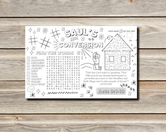 Saul's Conversion Activity Placemat for Kids Ministry