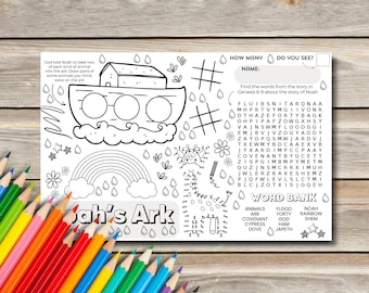 Noah's Arche Aktivitäten Tischset für Kinder Ministrierung