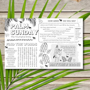 PALM SUNDAY Activity Placemat for Kids Ministry
