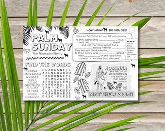 PALM SUNDAY Activity Placemat for Kids Ministry