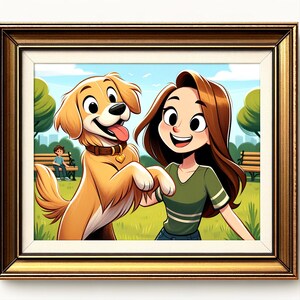 Custom Cartoon Dog Portrait - Digital Pet Caricature - Personalized Pooch Artwork