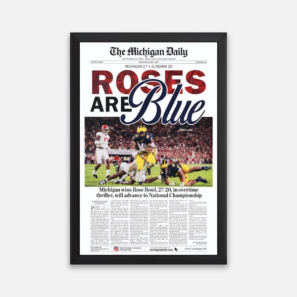 Michigan Wolverine Rose Bowl 'Roses Are Blue' Framed Poster