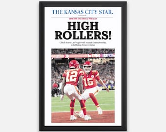 Kansas City Chiefs “HIGH ROLLERS! ” Super Bowl 58 2024 Champions Framed Commemorative Print