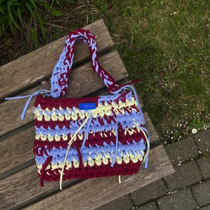 Handmade colorful crochet bag, modern crochet trend, spring accessories image 4