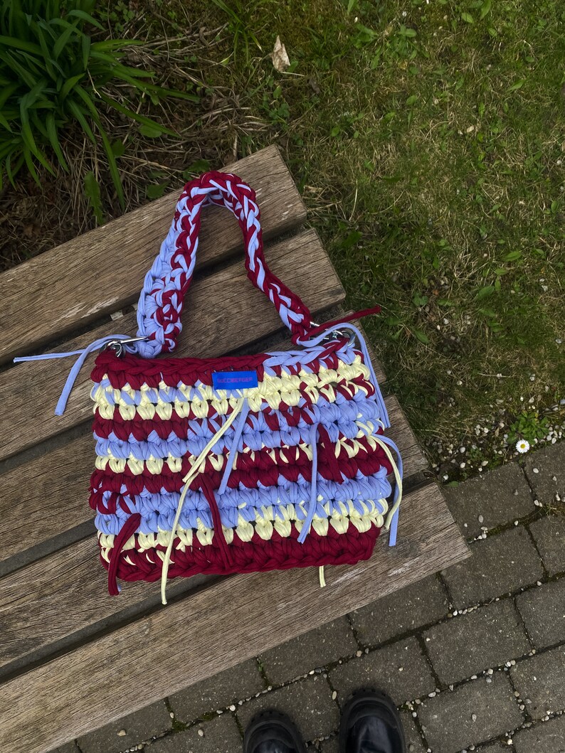 Handmade colorful crochet bag, modern crochet trend, spring accessories image 4