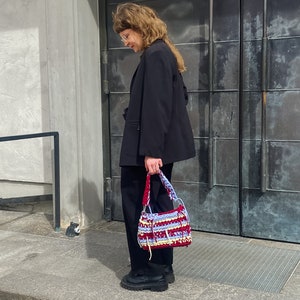 Handmade colorful crochet bag, modern crochet trend, spring accessories image 3