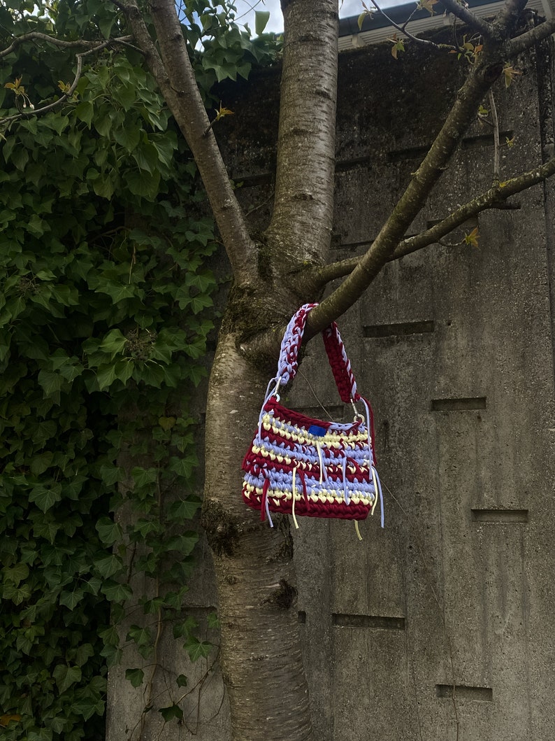 Handmade colorful crochet bag, modern crochet trend, spring accessories image 1