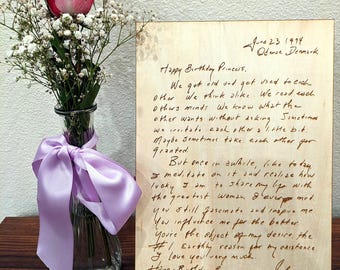 Custom Handwriting Engraved Wood Plaque, Personalized Recipe Memorial or Wedding Vows Keepsake Gift
