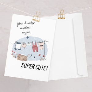 Grußkarte zur Geburt Ihres Babys. Ihre Wäsche wird bald supersüß