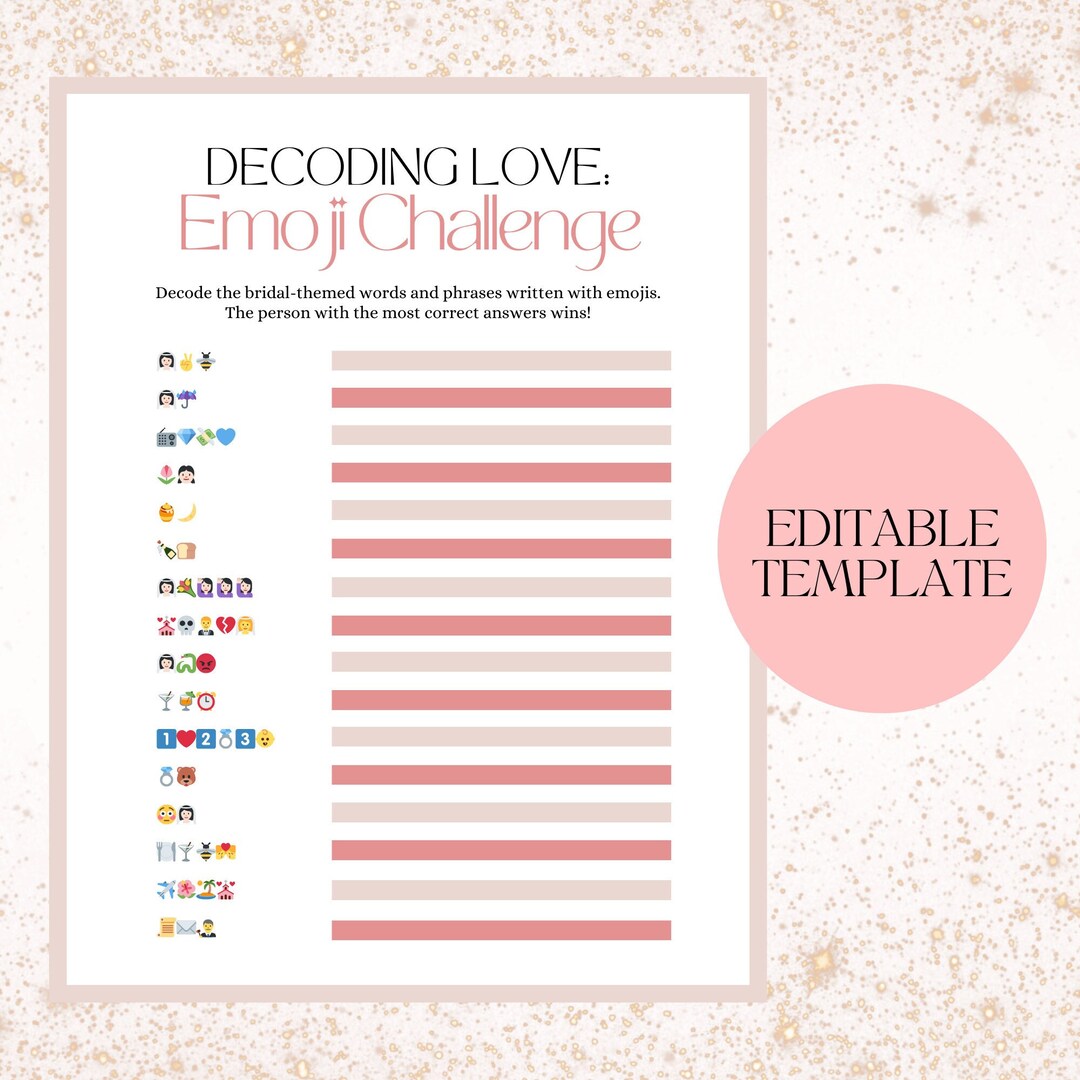 Emoji Bridal Shower Game Template, Printable Bridal Shower Games ...