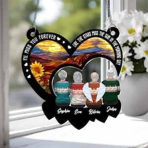 Memorial Suncatcher Ornament,Personalized Remembrance Gift,Sympathy Gift for Loss of Mom Dad,Custom Family Keepsake,Custom Sympathy Ornament
