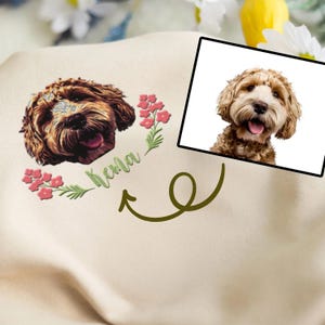Pet Embroidered Sweatshirt, Embroidered Dog Hoodie, Custom Dog Face Embroidered Sweatshirt From Photo, Pet Lovers Gift, Gift For Mom