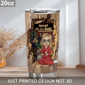 Book Lover Tumbler: 'Just a Girl Who Loves Books' 20oz Skinny Tumbler