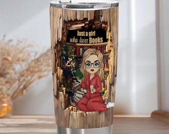 Beker voor boekenliefhebbers: 'Just a Girl Who Loves Books' 20oz magere beker