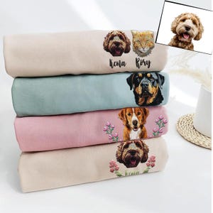 Custom Dog Portrait Embroidered Sweatshirt,Custom Pet Hoodie, Personalized Pet Face and Pet name Sweatshirt,Custom gift