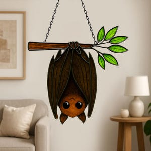 Bat Ornament Suncatcher, Bat Window Decor, Bat Lover Gift,Halloween Party Decor,  Bat Halloween Tree Hanging,Unique Spooky Window Decoration