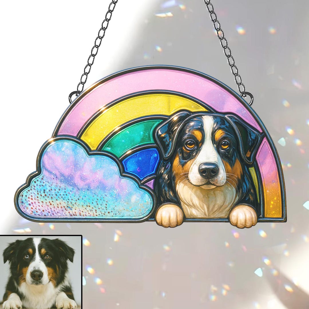Personalized Dog Memorial Suncatcher: Rainbow Bridge Pet Loss Gift - Etsy