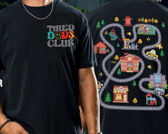 Racing Shirt for Dad | Tired Dads Club Shirt | Kids’ Toy Car Shirt | Toy Car Massage Shirt | Heavyweight Unisex Crewneck T-shirt