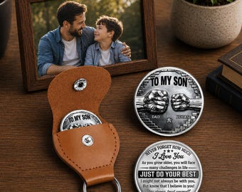 An meinen Sohn Tasche Umarmung Geschenk von Papa, personalisierte Andenken Tasche Umarmung, Leder Schlüsselbund Geschenk für Sohn, Vater Sohn Geschenk, benutzerdefinierte Taschenumarmung