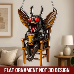 Mothman Suncatcher: Holographic Window Ornament, Cryptid Decor