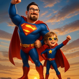 Custom Super Family Cartoon Portrait, Superhero Family, Super Dad Portrait, Super Mom Portrait, Dad's Gift, Mom's Gift, Digital Design