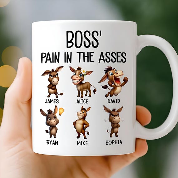 Custom Funny Boss Gift Mug,Personalized Coffee Cup for Coworker, Work Bestie, Team Gift - Your Daily Dose of Trouble Mug, Funny Boss Gifts