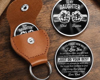 To My Daughter Pocket Hug, Personalized Father's Day Coin, Gift for Her