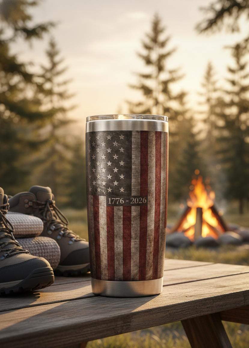 Discover 250th Anniversary Tumbler, Patriotic USA Flag Gift