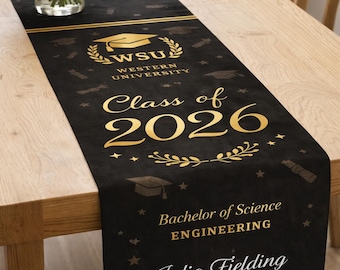 Personalized Graduation Table Runner, Class of 2026, Polyester Home Decor