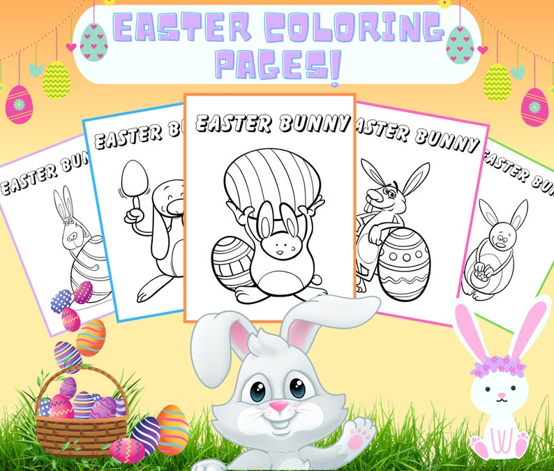 8 Easter Coloring Pages, Easter Coloring Pages for Kids, Easter ...