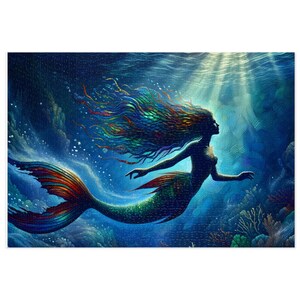 Swimming Mermaid Jigsaw Puzzle, Fantasy, Ocean Puzzle 30, 110, 252, 500 ...