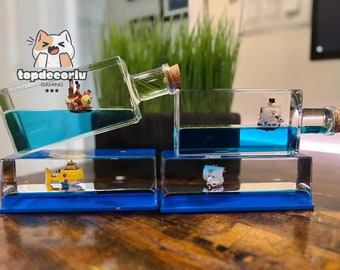 One Piece Inspired Floating Ship Aquarium Decor • Anime Tabletop Ornament • Going Merry, Thousand Sunny • Unique Gift for One Piece Fans
