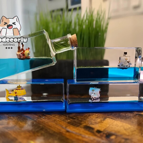 Von One Piece inspirierte schwimmende Schiffs-Aquariumdekoration • Anime-Tischdekoration • Going Merry, Thousand Sunny • Einzigartiges Geschenk für One Piece-Fans