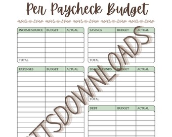 Wekelijkse budgetplanner afdrukbare PDF, per salarisbudgettracker, financiële planner afdrukbaar, budgetteringsbinder, salarisbudgetsjabloon
