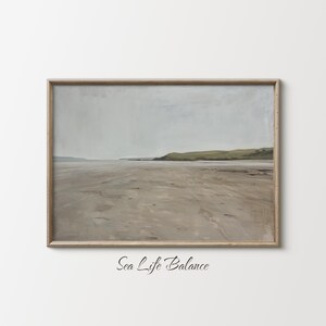 Coastal Seascape Printable Wall Art: Modern Muted Oil Painting Digital Download for Home Decor