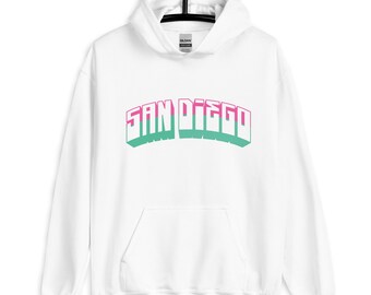 Sudadera con capucha y letras en bloques de colores de la ciudad de San Diego