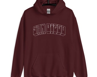 Sudadera con capucha y letras blancas de San Diego