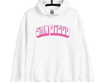 Sudadera con capucha y letras en bloque de color rosa de San Diego