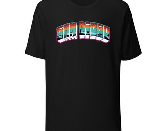 Camiseta con paisaje urbano de San Diego en color verde azulado