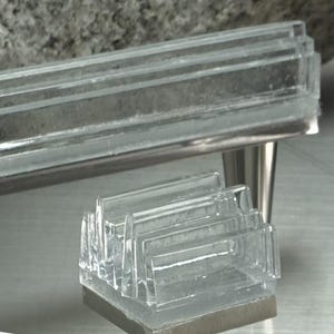 REX Knob – Jazz Collection Art Glass Cabinet Knob Handmade 1" Square Pull Satin Nickel or Polished Stainless Steel, Modern Design, USA Made