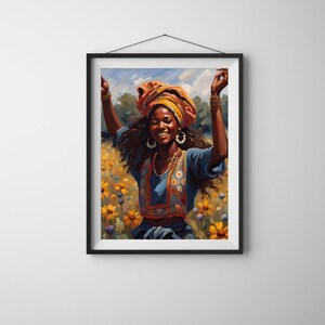 Black Woman Art Print: African American Boho Decor (Digital Download)