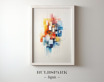 Abstract Watercolor Complexity 3 - Deconstruct Urban Cityscape | High Resolution 300 DPI Image | Instant Digital Download Printable